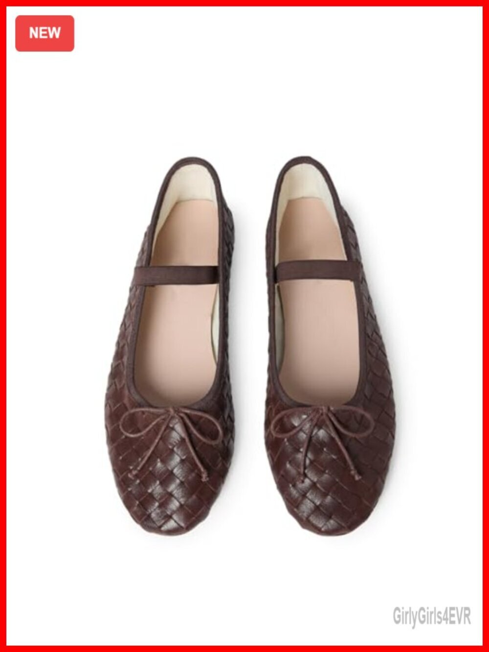 Woven Ballet Flats with Bow Round Toe Slip on Mary Jane Flats Elastic Strap